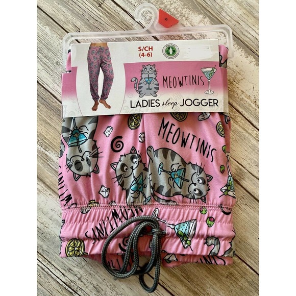 Meowtinis Ladies Sleep Jogger Pant Cat SZ S / 4-6 - Picture 1 of 9